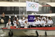 Refugee Olympic Team during the athletes' parade during the opening ceremony in Paris, France. (Photo by Getty Images)